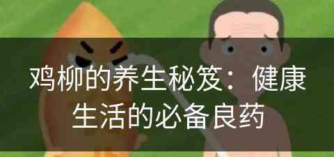 鸡柳的养生秘笈：健康生活的必备良药